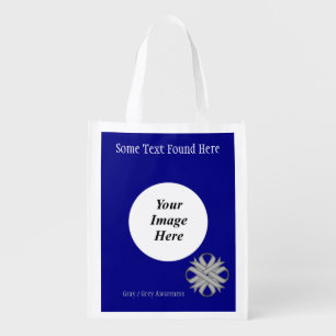 Gray Clover Ribbon Template by Kenneth Yoncich Reusable Grocery Bag