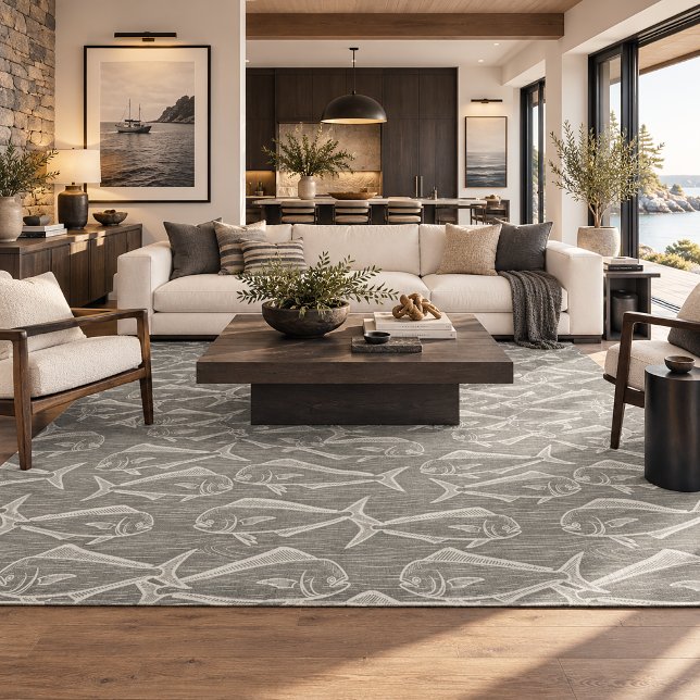 Gray Coastal Fish Pattern Tropical Rug mahi (Creator Uploaded)