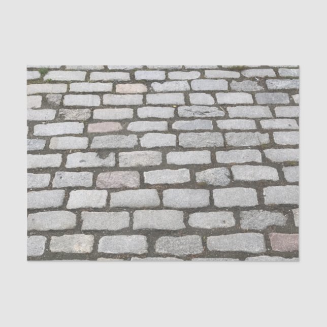 Gray Cobblestone Stone Brick Walkway Pattern Print Tissue Paper (Front)