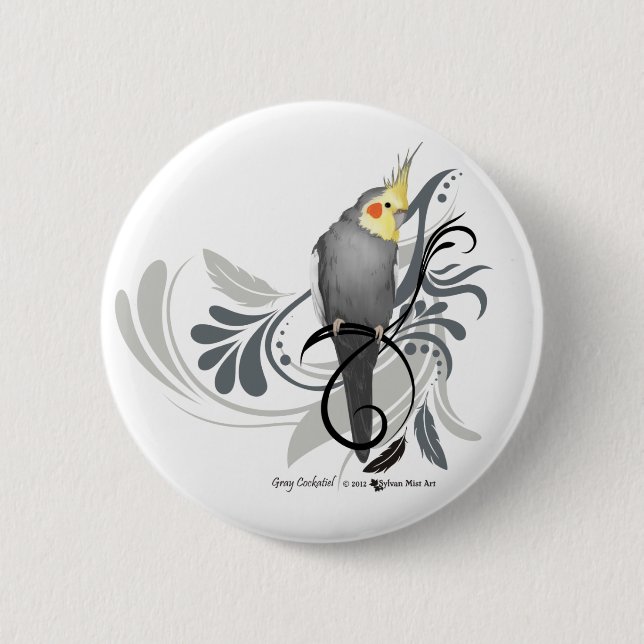 Gray Cockatiel Button (Front)