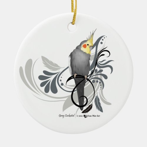 Gray Cockatiel Ceramic Ornament