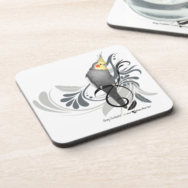 Gray Cockatiel Coaster (Left Side)