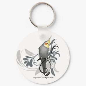 Gray Cockatiel Keychain