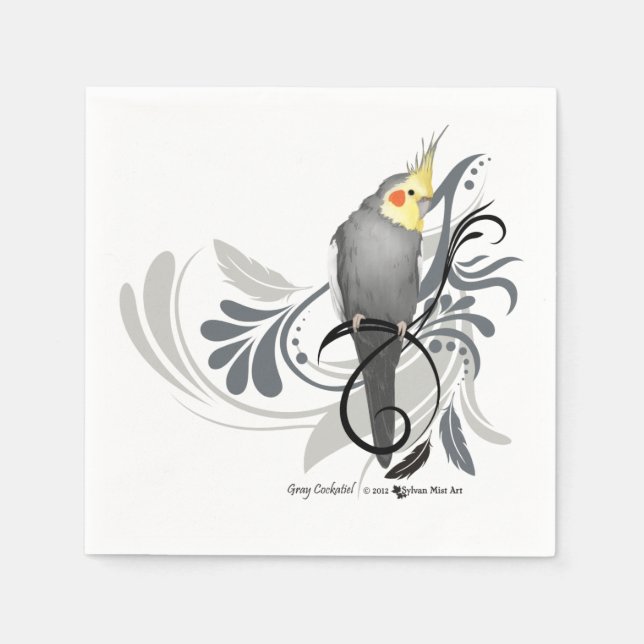 Gray Cockatiel Napkins (Front)