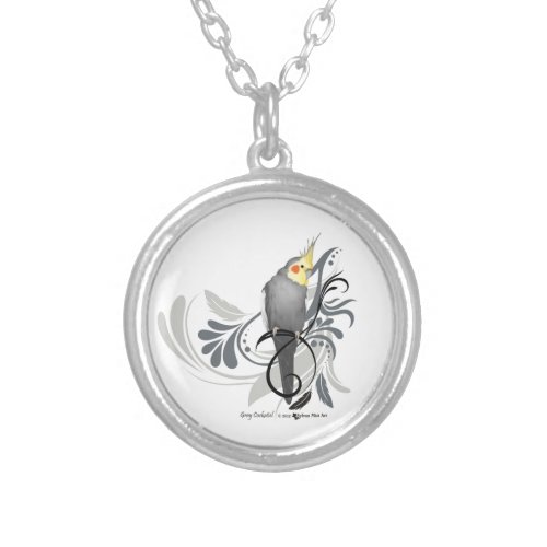 Gray Cockatiel Silver Plated Necklace