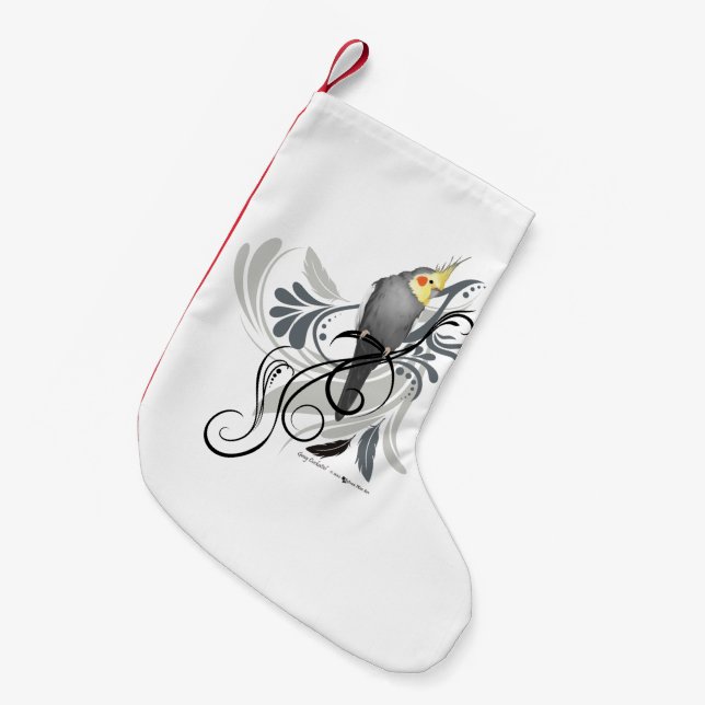 Gray Cockatiel Small Christmas Stocking (Front (Hanging))