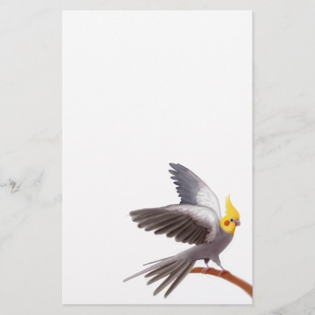 Gray Cockatiel Stationery (Front)