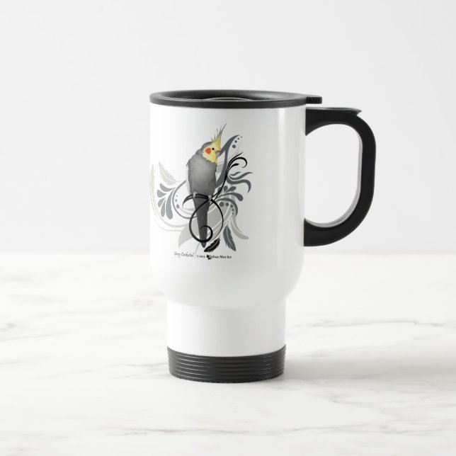 Gray Cockatiel Travel Mug (Right)