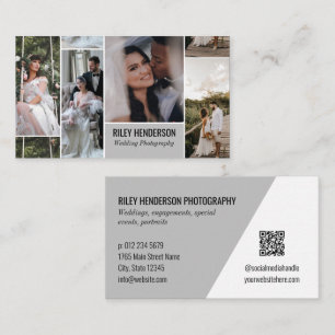 Gray Collage QR Code Professional Photography Business Card