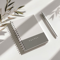 Gray Color Block Custom Name Notebook