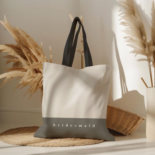 Gray Color Block Personalized Tote Bag