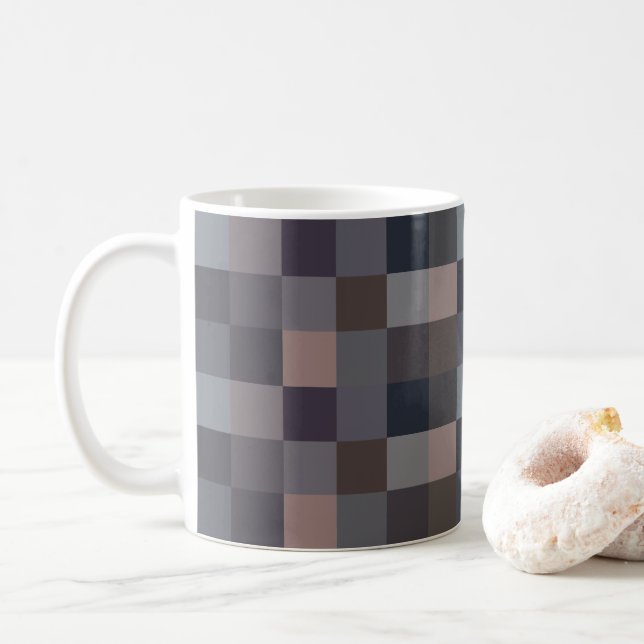 Gray Color Checkerboard Coffee Mug (With Donut)