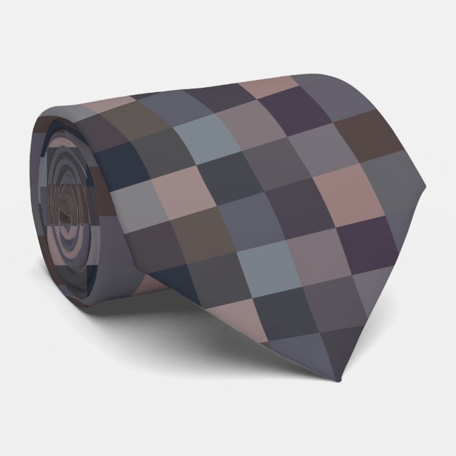 Gray Color Checkerboard Neck Tie (Rolled)