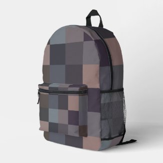 Gray Color Checkerboard Printed Backpack