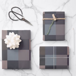 Gray Color Checkerboard Wrapping Paper Sheets
