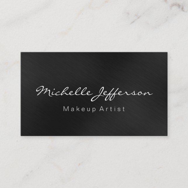 Gray Color Makeup Artist Script Business Card (Front)