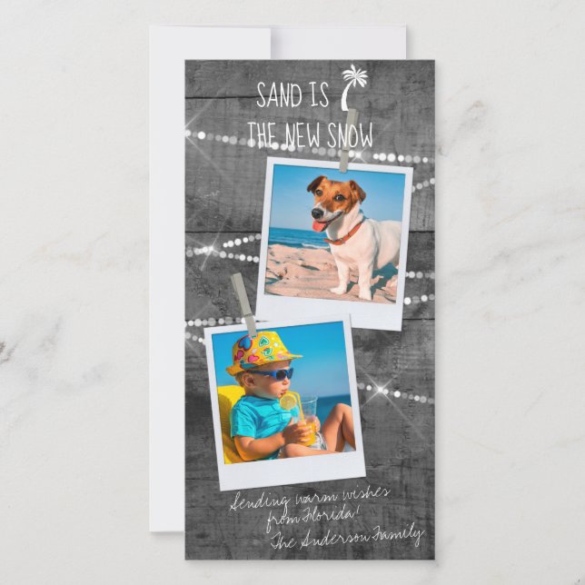 Gray Color Pop Photo Tropical Florida Holiday Card (Front)
