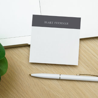 Gray Colorblock Border | Personalized Post-it Notes