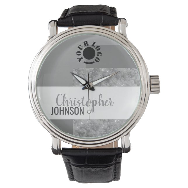 Gray Colors Elegant Chic Sophisticated Custom Name Watch (Front)