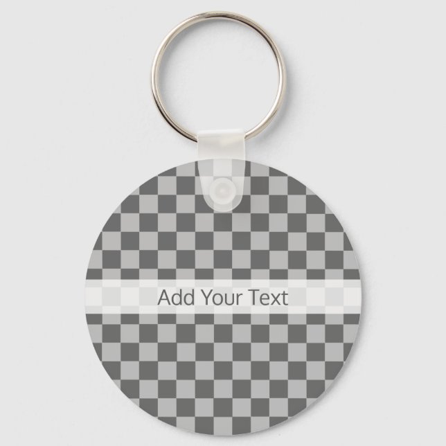 Gray Combination Checkerboard by Shirley Taylor Keychain (Front)