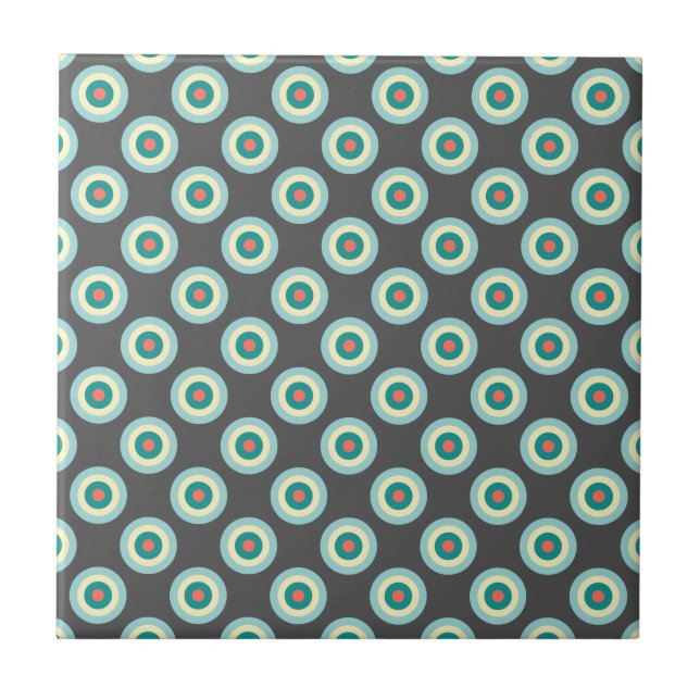 Gray Combination Circles by Shirley Taylor Ceramic Tile (Front)