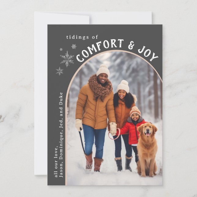 Gray Comfort and Joy Photo Card (Front)