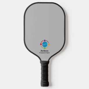 Gray Community Center or Business Logo Pickleball Paddle