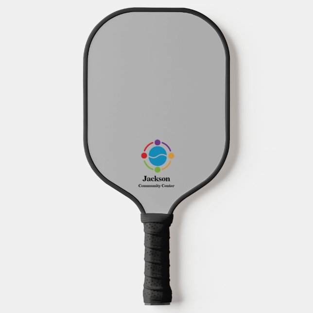 Gray Community Center or Business Logo Pickleball Paddle (Front)