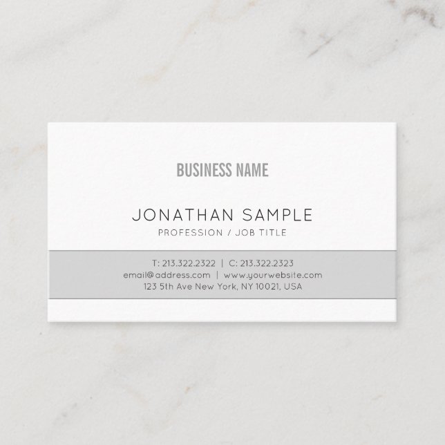 Gray Company Plain Professional Elegant Design Business Card (Front)