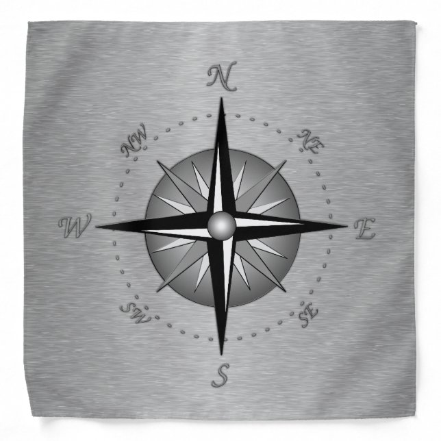 Gray Compass Rose Bandana (Front)
