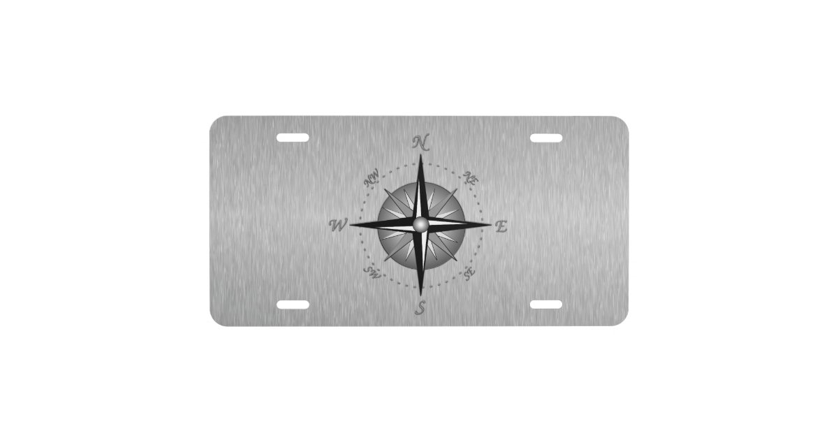 Gray Compass Rose License Plate Zazzle 7802