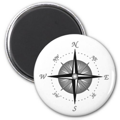 Gray Compass Rose Magnet