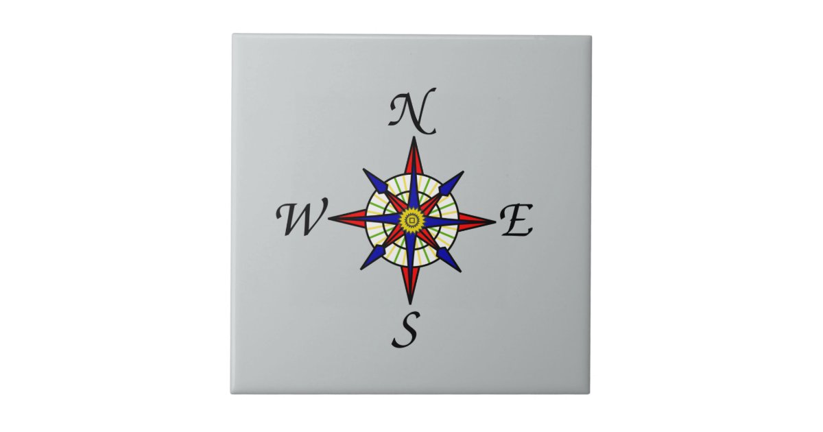 Gray Compass Rose Tile | Zazzle