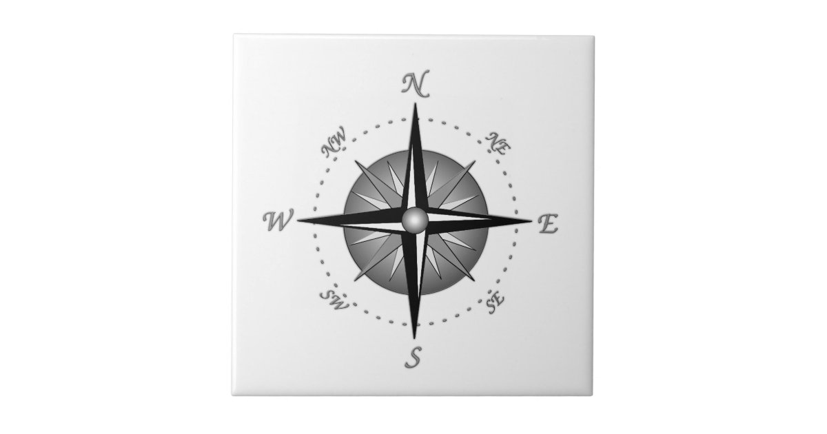 Gray Compass Rose Tile Zazzle 6067