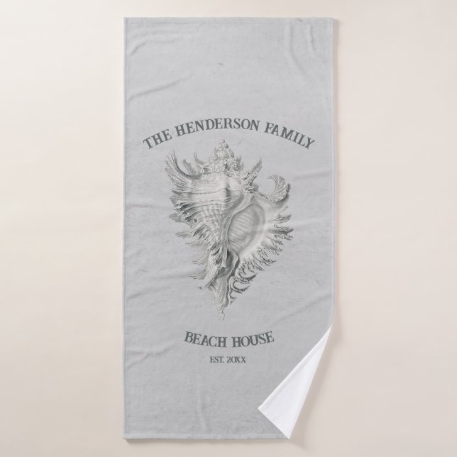 Gray Conch Shell Bath Towel Set (Bath Towel)
