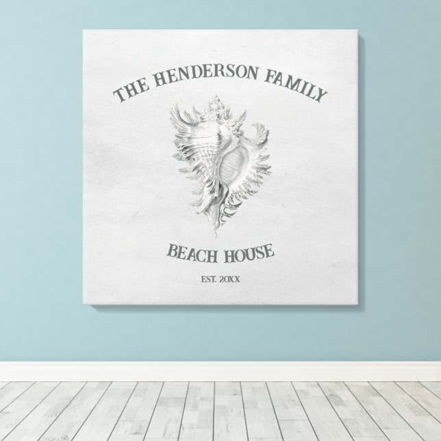 Gray Conch Shell Canvas Print (Insitu(Wood Floor))