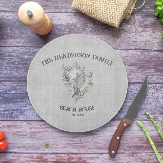 Gray Conch Shell Cutting Board (Gray Conch Shell Personalized Cutting Board)
