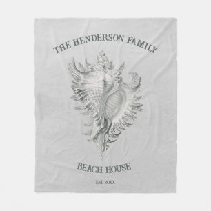 Gray Conch Shell Fleece Blanket