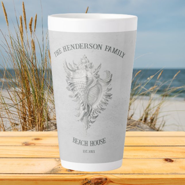 Gray Conch Shell Latte Mug (Gray Conch Shell Personalized Latte Mug)