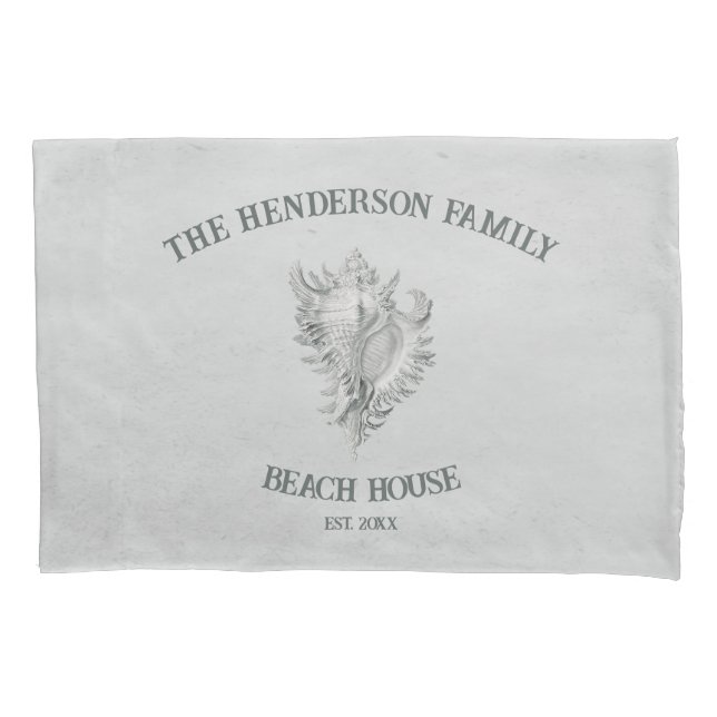 Gray Conch Shell Pillow Case (Front)