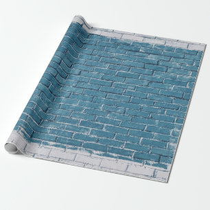 Gray concrete bricks painted in blue wrapping paper