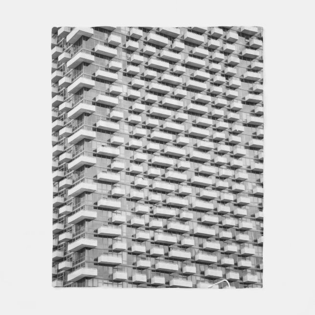 Gray concrete building fleece blanket (Front)