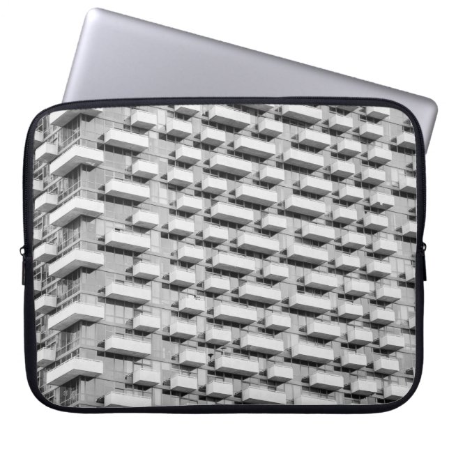 Gray concrete building laptop sleeve (Front)