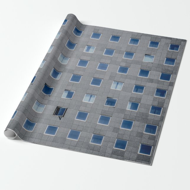 Gray concrete building photography wrapping paper (Unrolled)