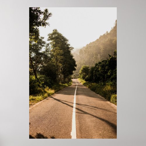 Gray concrete road in the morning poster