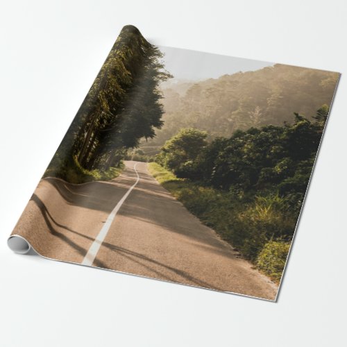 Gray concrete road in the morning wrapping paper