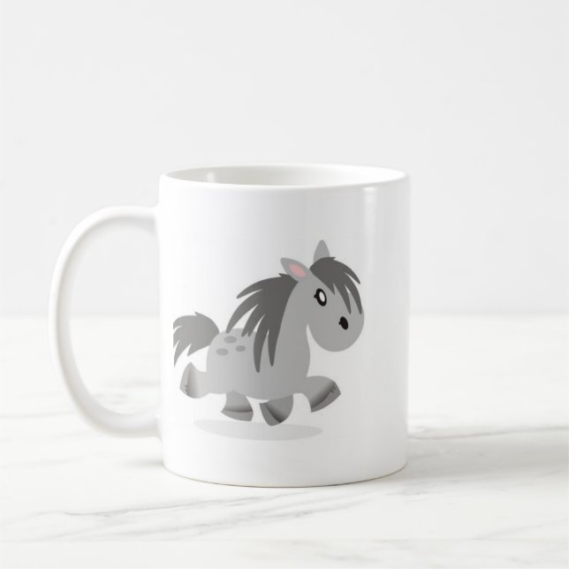 Gray Connemara Pony Cartoon Mug (Left)