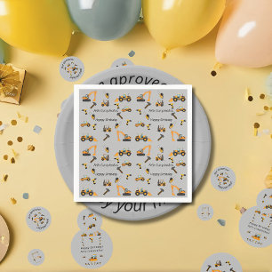 Gray Construction Themed Bilingual Birthday Party  Napkins