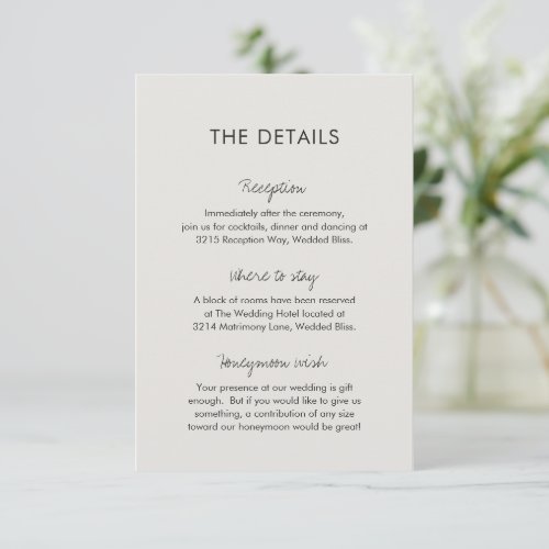 Gray Contemporary Script Modern Wedding Enclosure Card
