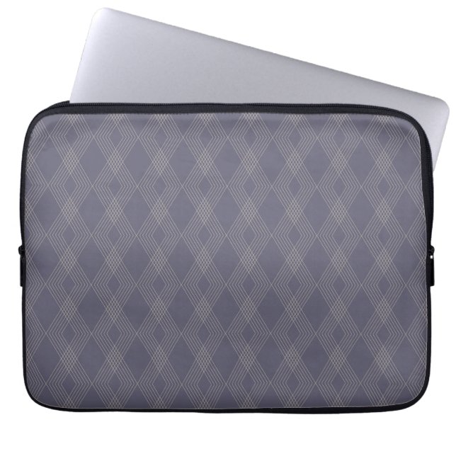 Gray, cool, trendy, simple, modern zig zag pattern laptop sleeve (Front)